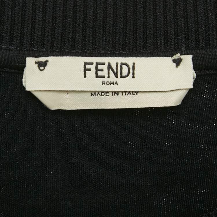 Pre Owned Fendi Black Monster Eye Patch Cotton Knit Sweater Dress S