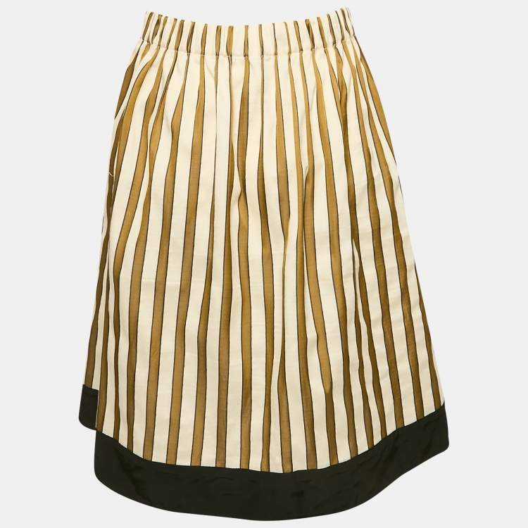 Pre Owned Fendi Green Striped Cotton Mini Skirt L
