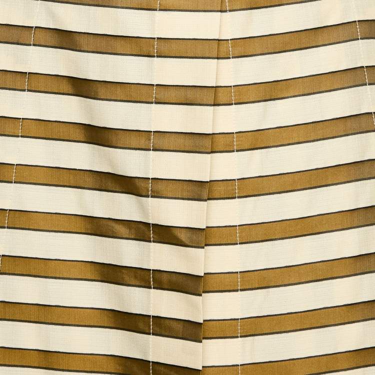 Pre Owned Fendi Green Striped Cotton Mini Skirt L