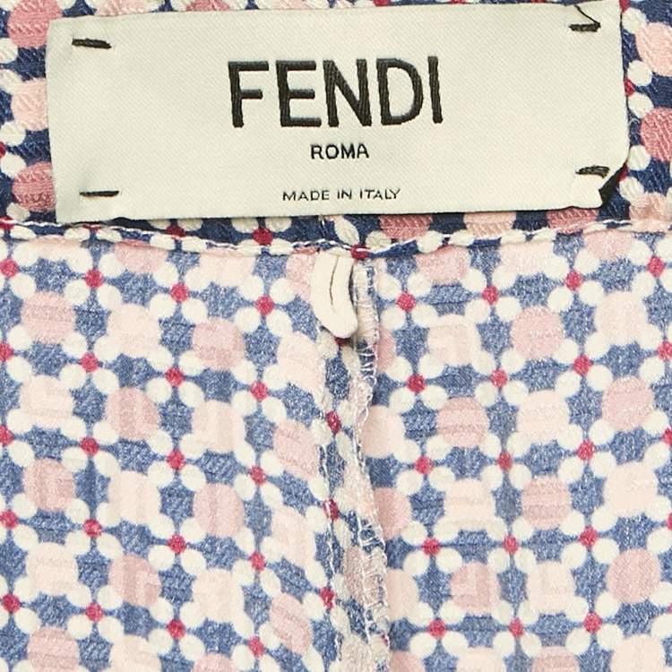 Pre Owned Fendi Multicolor Printed Silk Wide Leg Trousers M