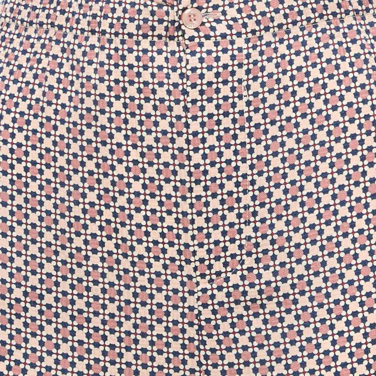 Pre Owned Fendi Multicolor Printed Silk Wide Leg Trousers M