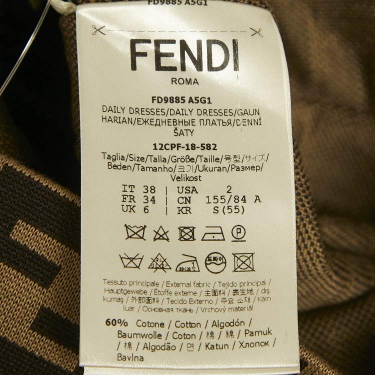 مملوكة مسبقًا Fendi Brown FF Zucca Jacquard Sleeveless Mini Dress S