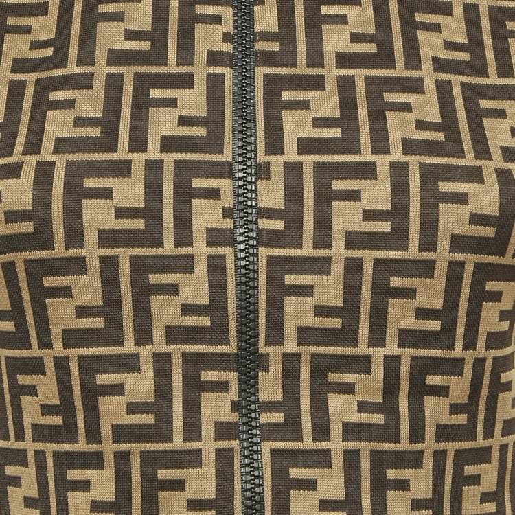 مملوكة مسبقًا Fendi Brown FF Zucca Jacquard Sleeveless Mini Dress S