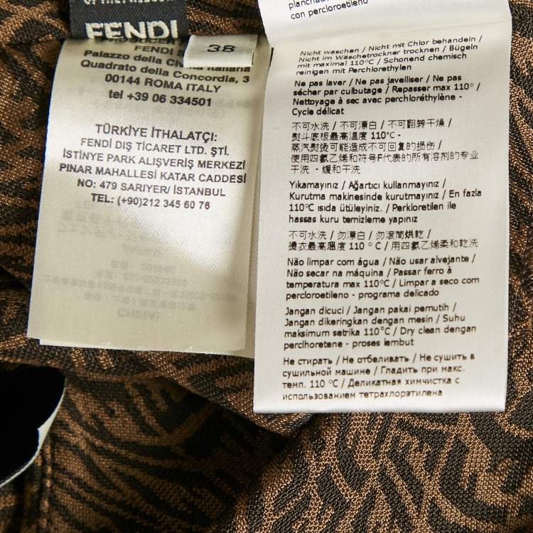 Pre Owned Fendi Brown Monogram Jacquard Knit Ruched Midi Dress S