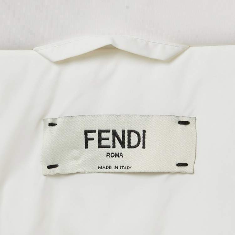 Pre Owned Fendi White Logo Print Jersey Ski Jacket S