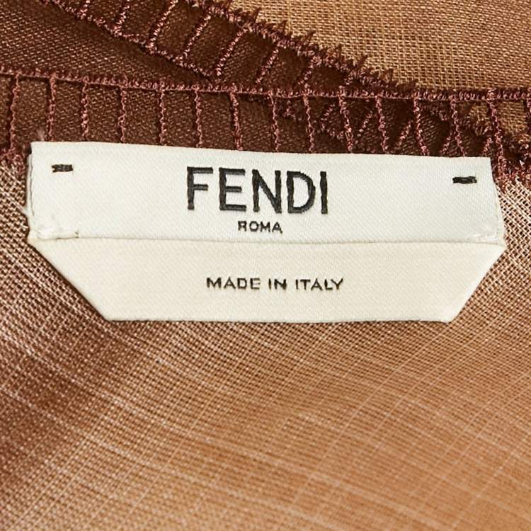 Pre Owned Fendi Brown Silk Byssus Column Midi Dress S