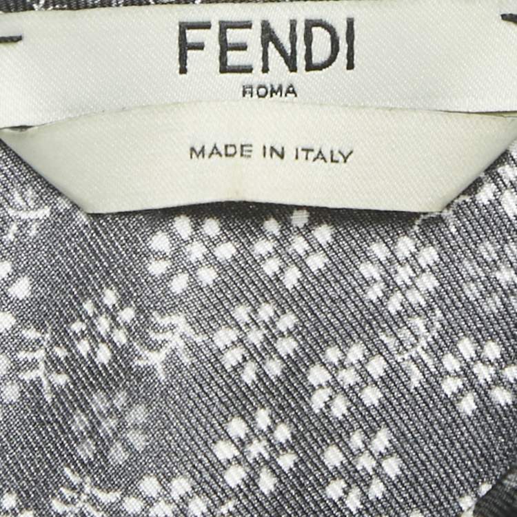 Pre Owned Fendi Black Floral Print Fading Silk Lace Trim Mini Dress S