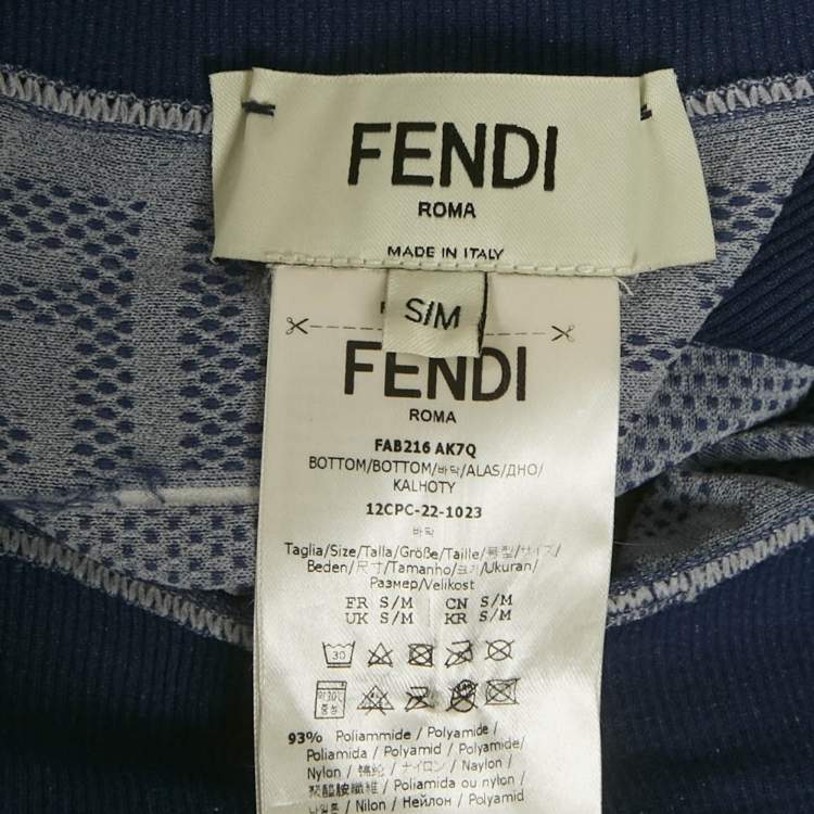 Pre Owned Fendi Blue Patterned Technical Jersey Leggings S