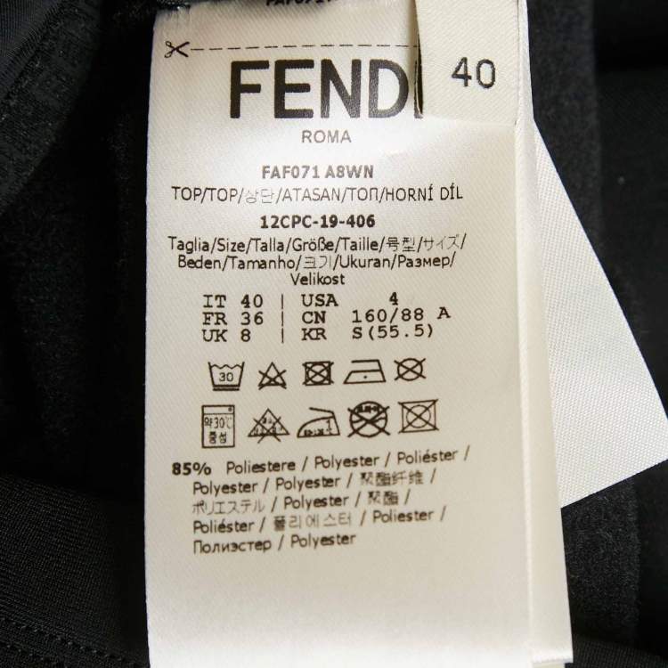 Pre Owned Fendi Black Jersey Logo Band Detail Zip-Up Jacket S