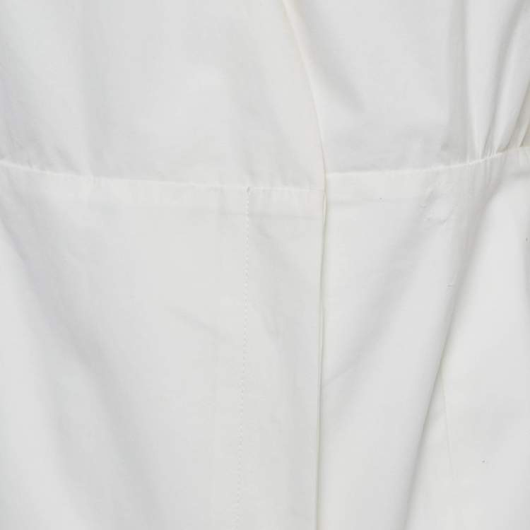 Pre Owned Fendi White Cotton Gathered Wrap Blouse S