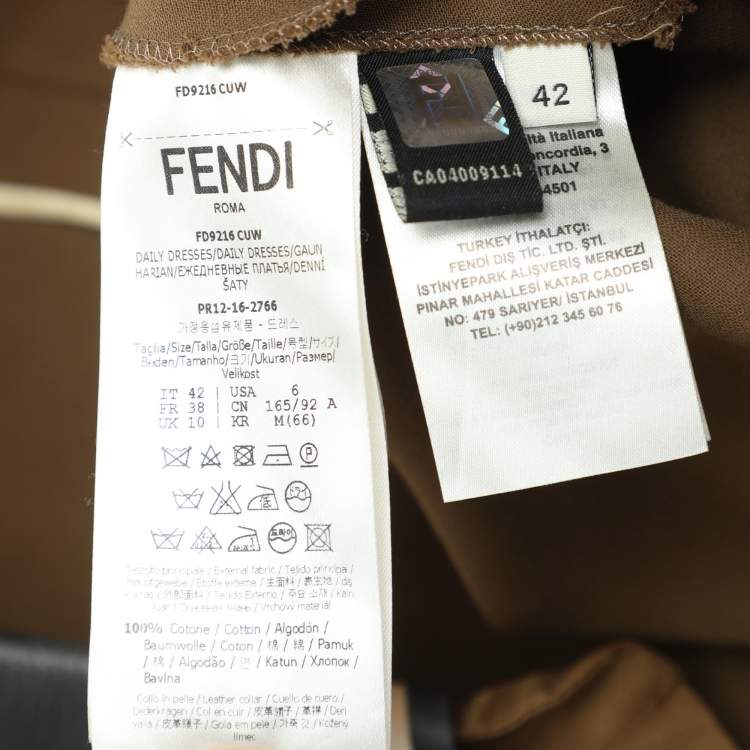 Pre Owned Fendi Brown Cotton Belted Jumpsuit M