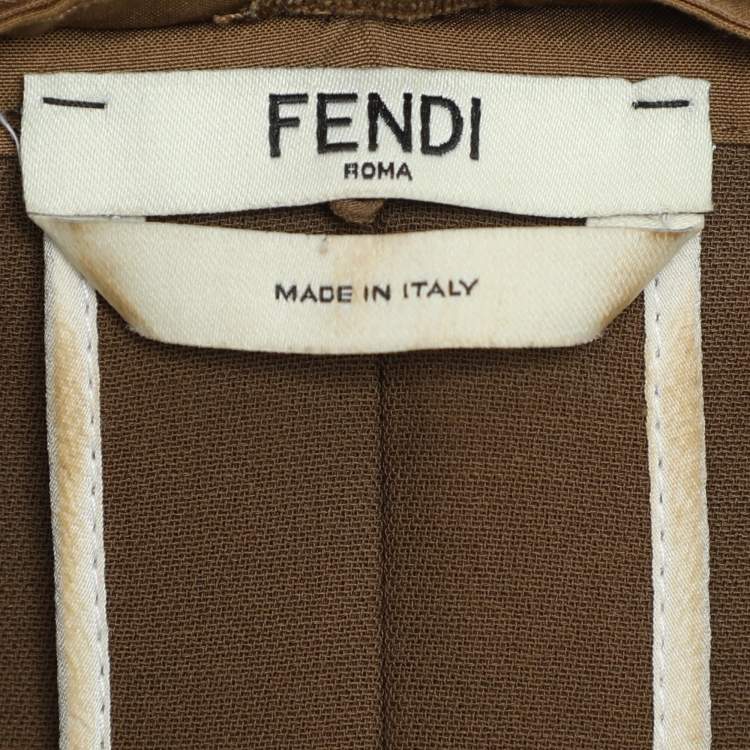 Pre Owned Fendi Brown Cotton Belted Jumpsuit M