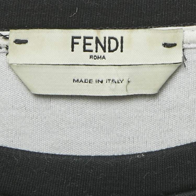 Pre Owned Fendi Black Cotton Monster Eye Print Cropped Sweatshirt S