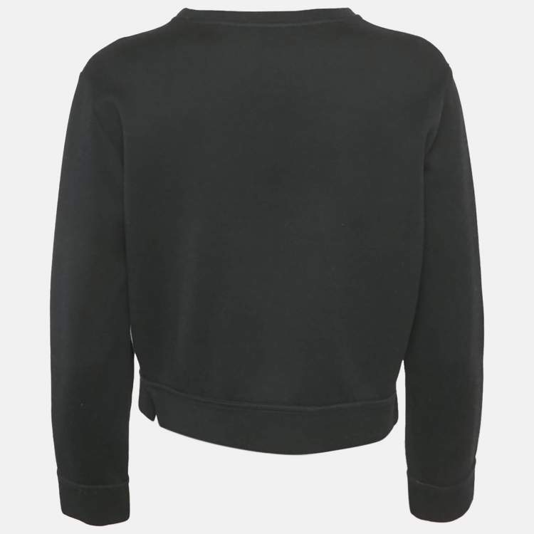 Pre Owned Fendi Black Cotton Monster Eye Print Cropped Sweatshirt S