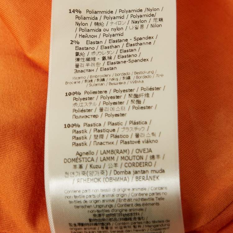Pre Owned Fendi Orange Cotton Flowerland Embroidered T-Shirt S