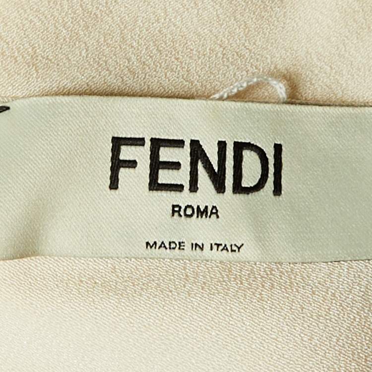Pre Owned Fendi X Antonio Lopez Ivory Silk Cady Cape Maxi Dress M