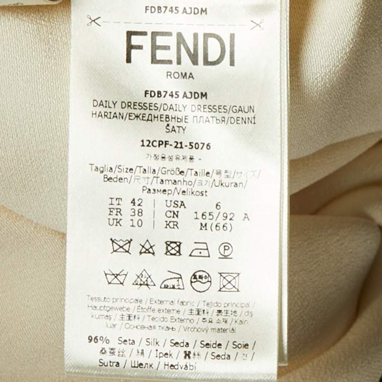 Pre Owned Fendi X Antonio Lopez Ivory Silk Cady Cape Maxi Dress M