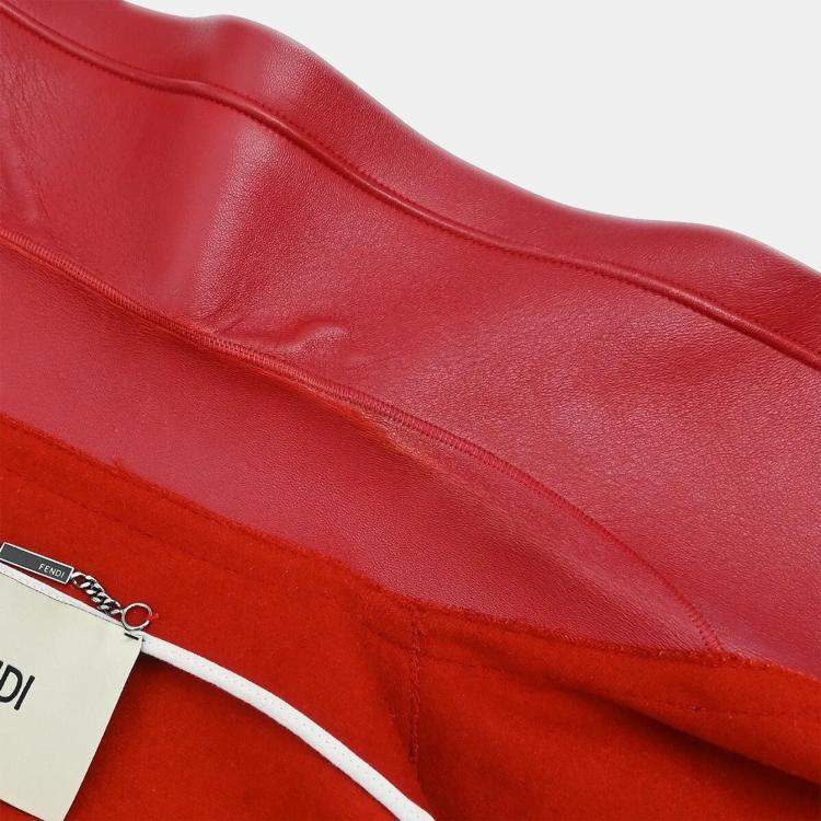 Pre Owned Fendi Red Wool Sleeveless Jacket IT 42