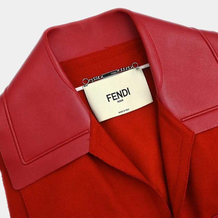 Pre Owned Fendi Red Wool Sleeveless Jacket IT 42