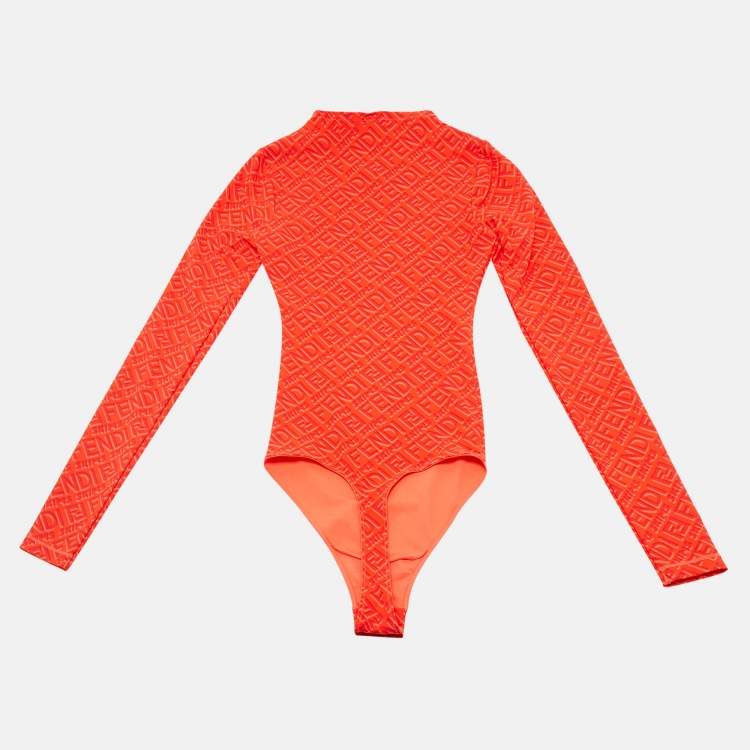 Pre Owned Fendi x Skims Red Monogram Jersey Bodycon XXS