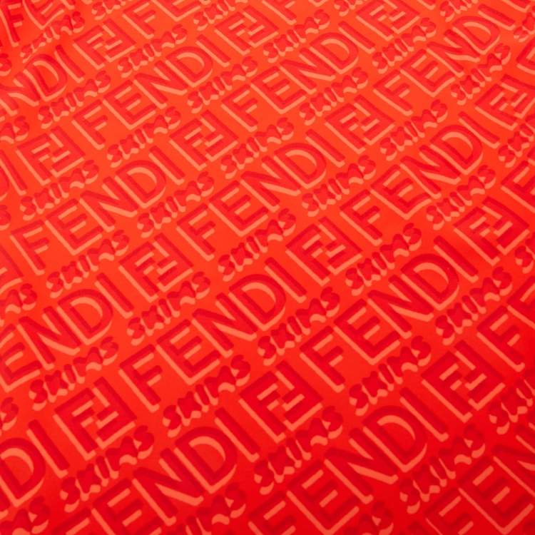 Pre Owned Fendi x Skims Red Monogram Jersey Bodycon XXS