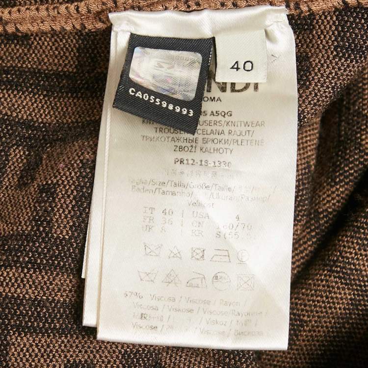 Pre Owned Fendi Brown Zucca Jersey Jogger Pants S