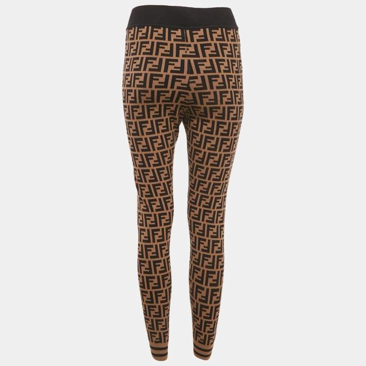 Pre Owned Fendi Brown Zucca Jersey Jogger Pants S