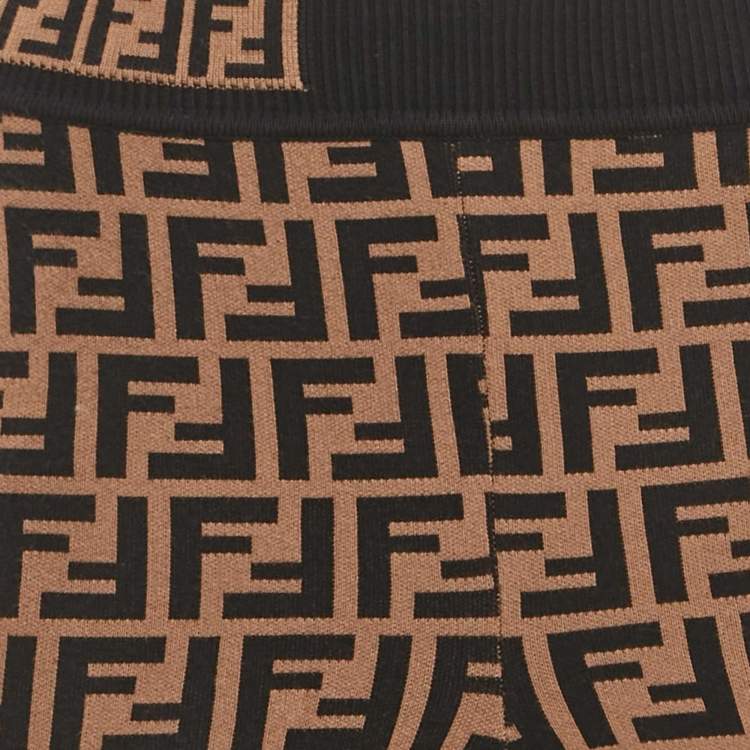 Pre Owned Fendi Brown Zucca Jersey Jogger Pants S