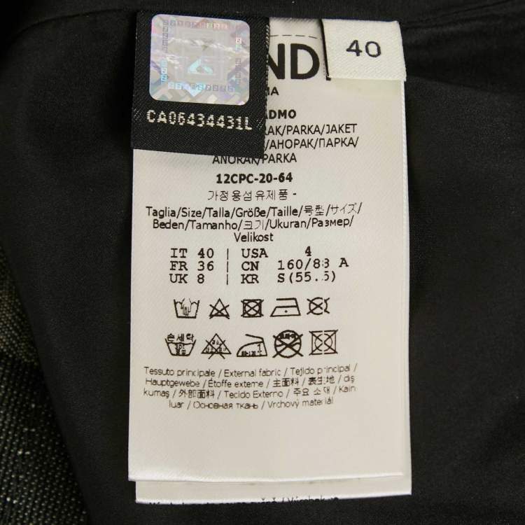 Pre Owned Fendi Grey Stripe FF Zucca Jacquard Cotton Blend Jacket S
