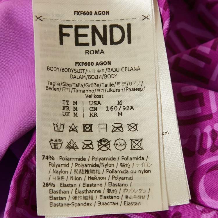 Pre Owned Fendi x Skims Purple Monogram Jersey Bodysuit M