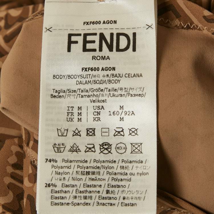 Pre Owned Fendi x Skims Brown Monogram Jersey Bodysuit M