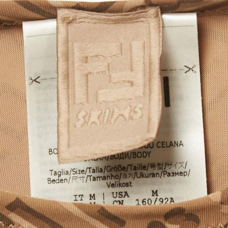 Pre Owned Fendi x Skims Brown Monogram Jersey Bodysuit M