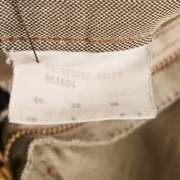 Pre Owned Fendi Vintage Beige Cotton Blend Logo Detail Mini Skirt M