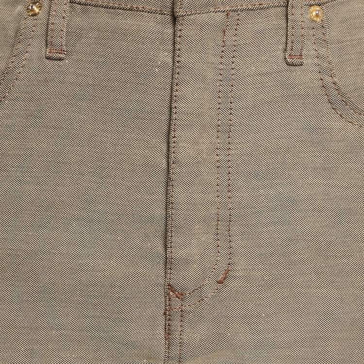 Pre Owned Fendi Vintage Beige Cotton Blend Logo Detail Mini Skirt M