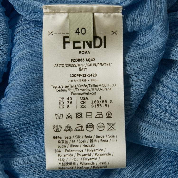 مملوكة مسبقًا Fendi Blue Rib Knit Long Dress S