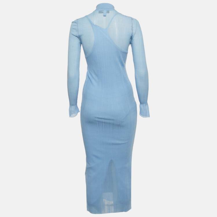 مملوكة مسبقًا Fendi Blue Rib Knit Long Dress S