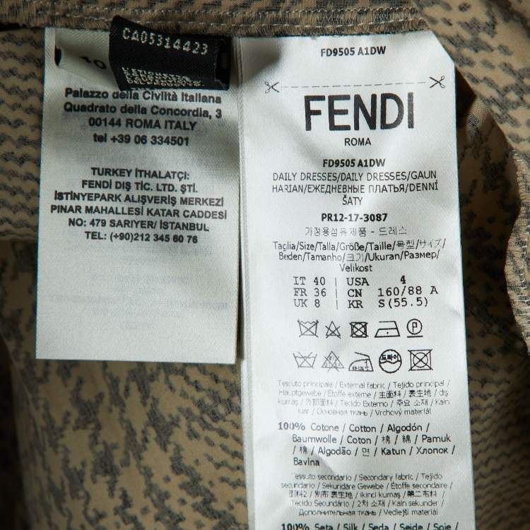 مملوكة مسبقًا Fendi Brown printed Cotton Belted Maxi Dress S