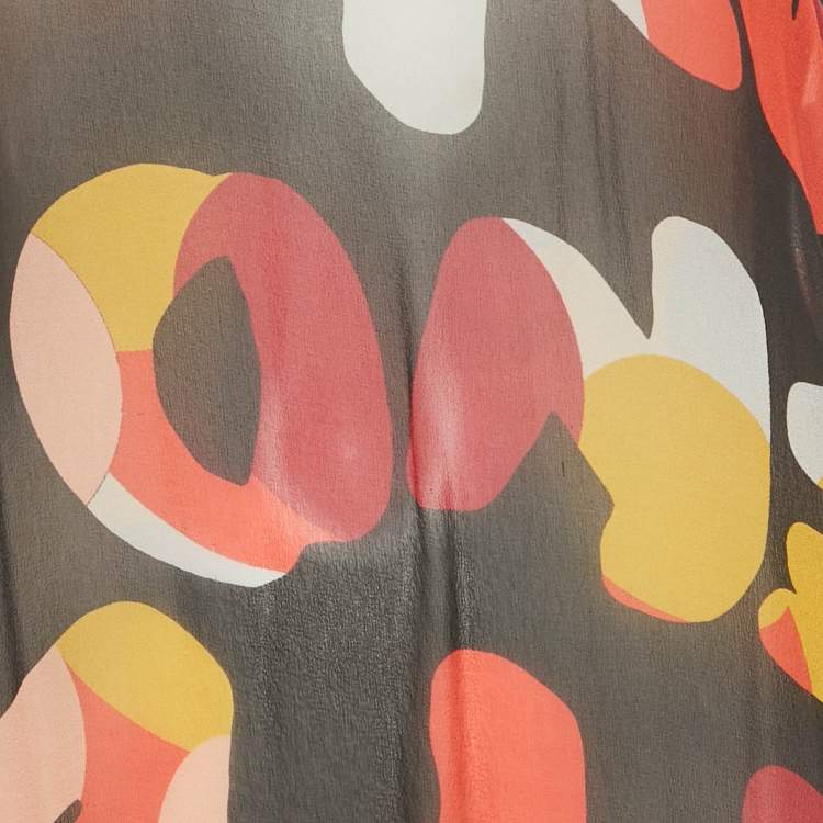 Pre Owned Fendi Multicolor/Black Printed Silk Sleeveless Midi Dress M