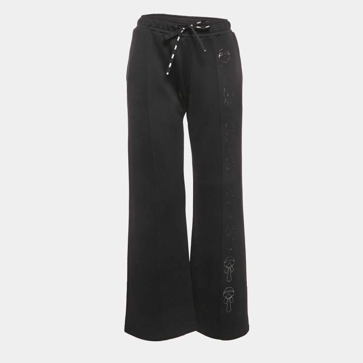 Pre Owned Fendi Black Karl Lagerfeld Print Jersey Sweatpants S
