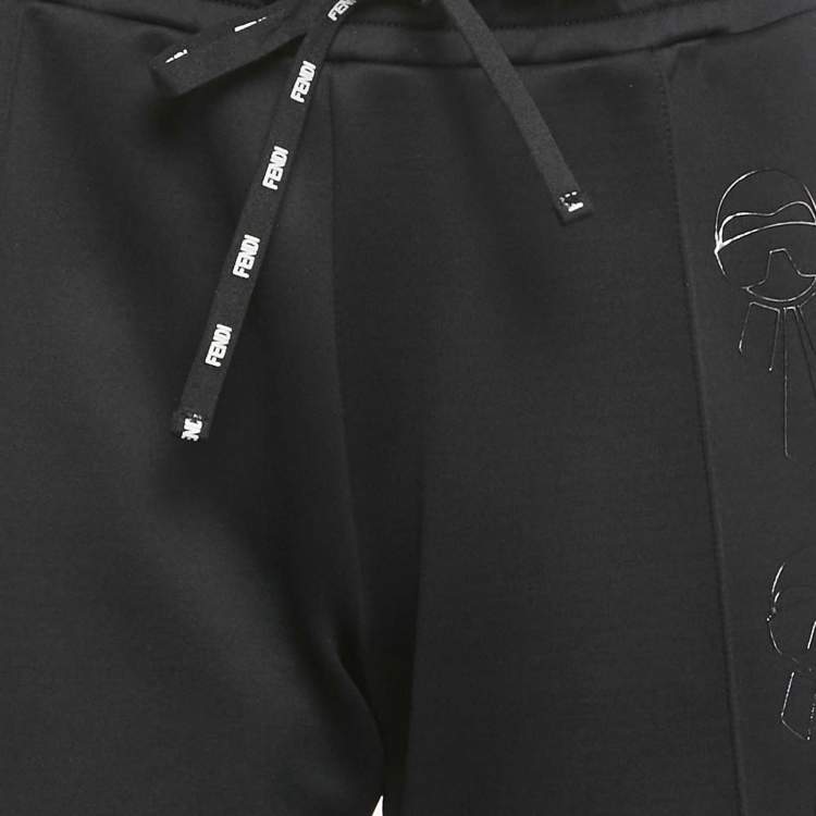 Pre Owned Fendi Black Karl Lagerfeld Print Jersey Sweatpants S