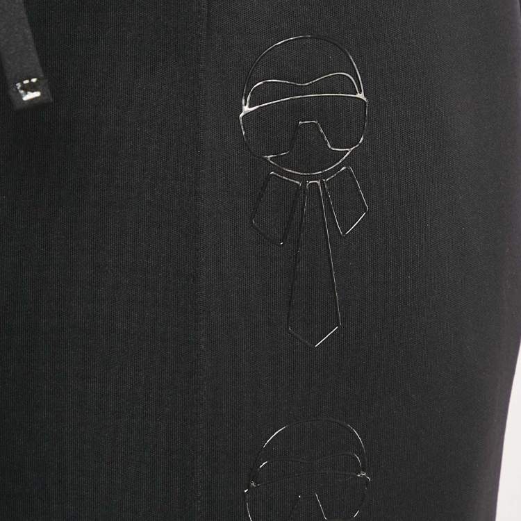 Pre Owned Fendi Black Karl Lagerfeld Print Jersey Sweatpants S