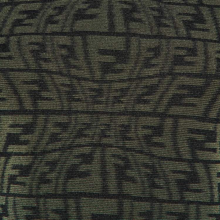 Pre Owned Fendi Green FF Knit Short Sleeve Jumper S