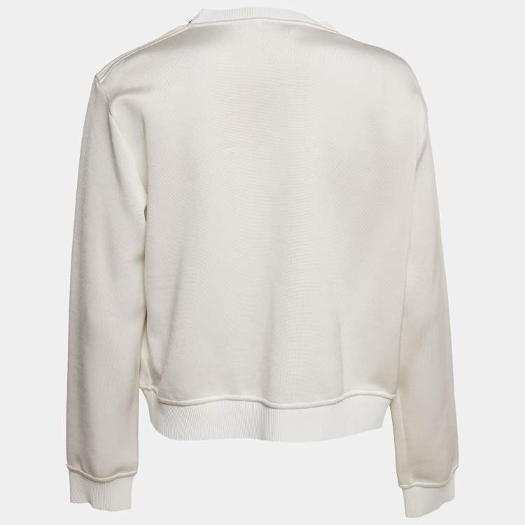 Pre Owned Fendi White Mink Fur Karl Lagerfeld Jersey Sweatshirt M