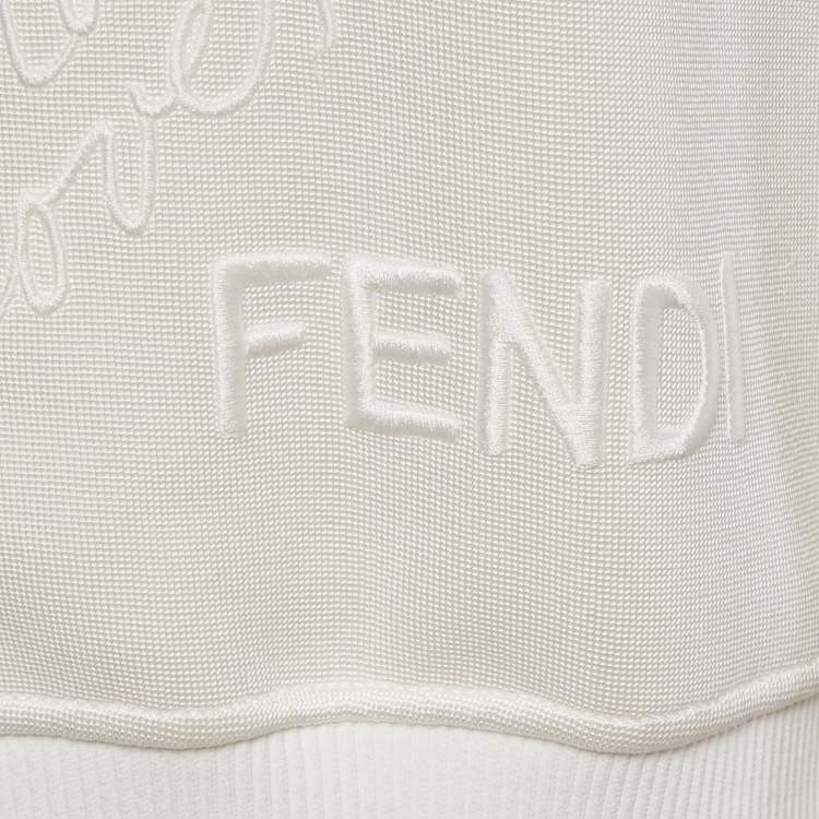 Pre Owned Fendi White Mink Fur Karl Lagerfeld Jersey Sweatshirt M