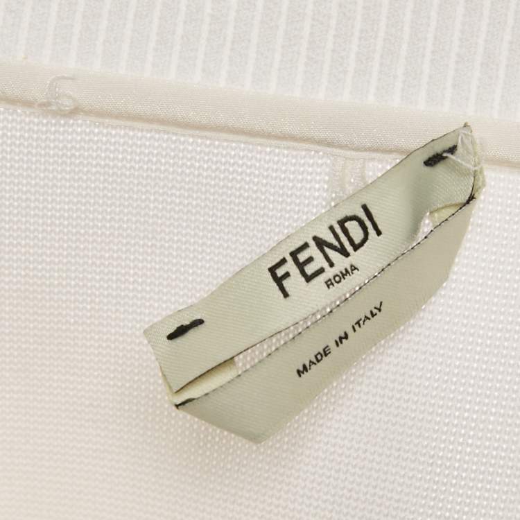 Pre Owned Fendi White Mink Fur Karl Lagerfeld Jersey Sweatshirt M