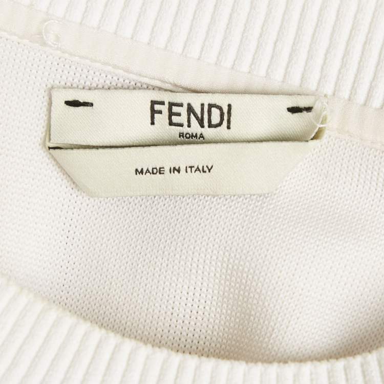 Pre Owned Fendi White Mink Fur Karl Lagerfeld Jersey Sweatshirt M