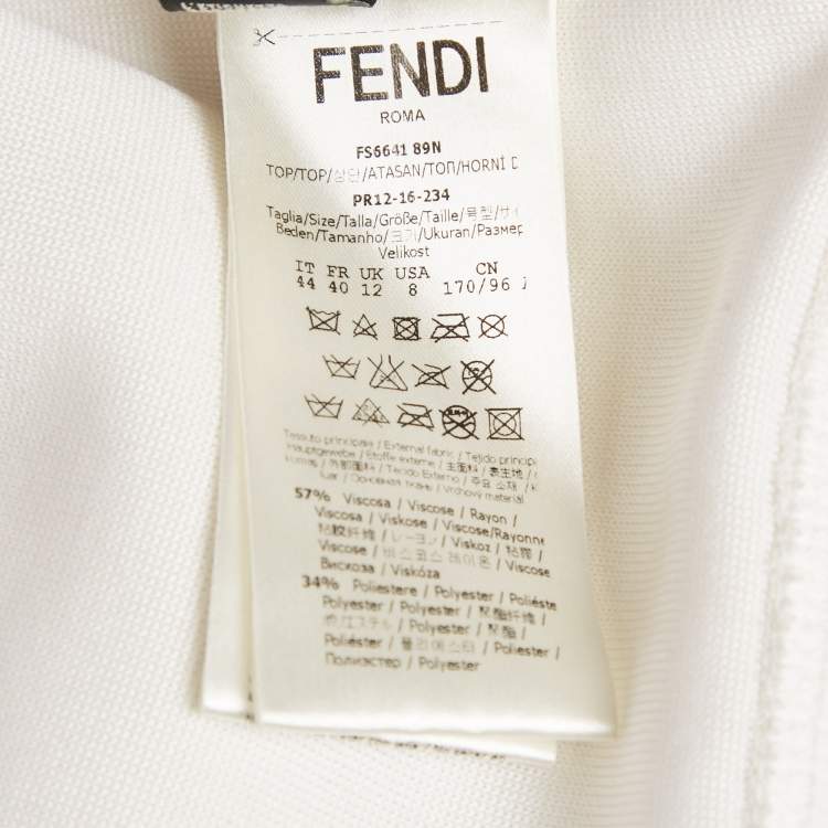 Pre Owned Fendi White Mink Fur Karl Lagerfeld Jersey Sweatshirt M