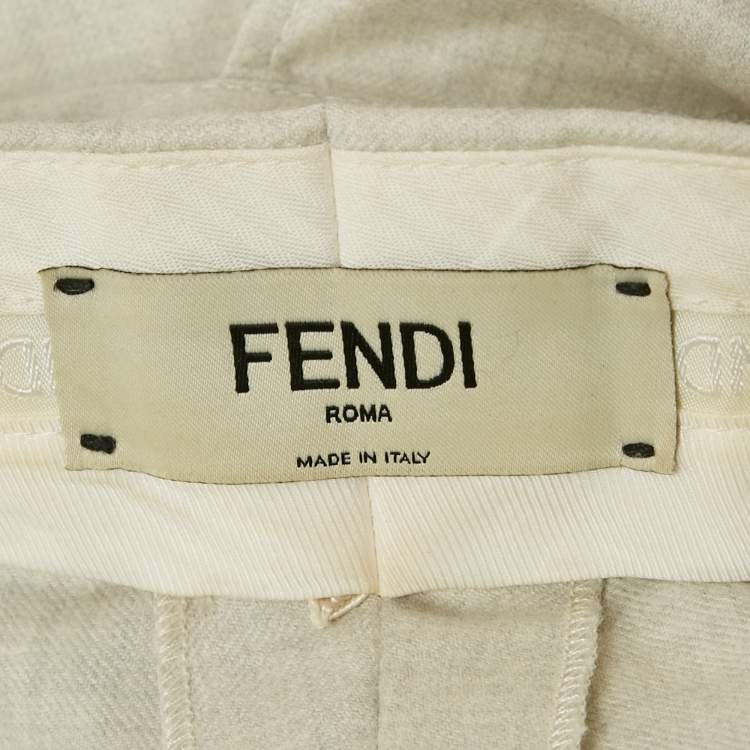 Pre Owned Fendi Grey Wool Pleated Layered Shorts S