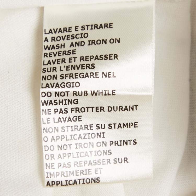 Pre Owned Fendi White Metallic Karlito Applique Cotton T-Shirt S 