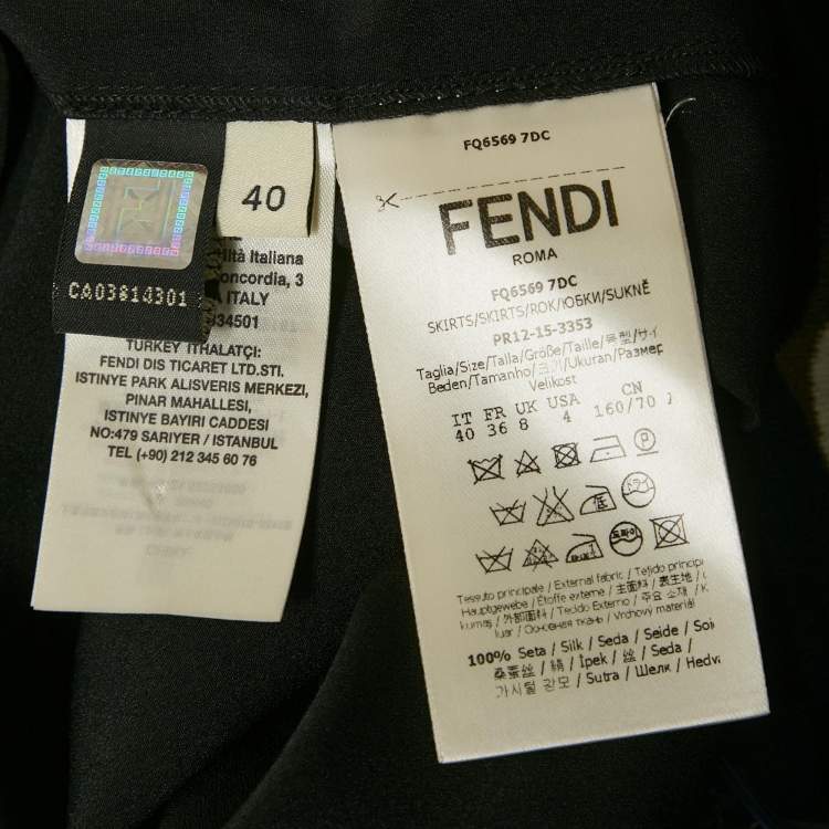 مملوكة مسبقًا Fendi Blue Geometric Print Silk Pleated Midi Skirt S